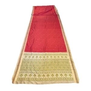 Indian WOMENS PRE-OWNED VINTAGE PINK MUSTARD PRINT PURE SILK SAREE SARI CRAFTS